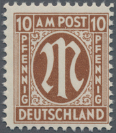 Bizone: 1945/1946, AM Post Deutscher Druck, 10 Pfg. Orangebraun Auf Alfelder Papier, Gez. 11½, Postf - Other & Unclassified