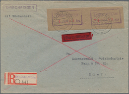 Bizone: BIRKENFELD: 1946, Gebührenzettel Privater Natur Im Paar Auf Orts-R-Eilbrief Mit Rückschein, - Altri & Non Classificati