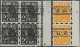 Bizone: 1948, Bandaufdruck Auf Arbeiter, 2 Pfg. Im Rand-4er-Block Und 25 Pfg. Im Senkrechten Randpaa - Other & Unclassified