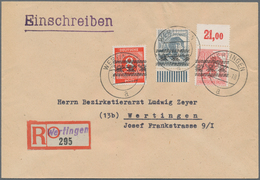 Bizone: 1948, 30 Pfg. Arbeiter Bandaufdruck Mit Durchgezähntem Oberrand Und Beifrankatur, Portogerec - Other & Unclassified