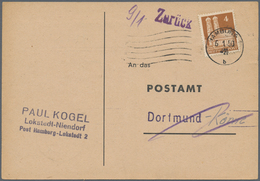 Bizone: 1950, 4 Pfg. Bauten Eng Gezähnt Als Einzelfrankatur Auf Anschriftenprüfung Von "HAMBURG 5.1. - Altri & Non Classificati