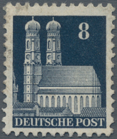 Bizone: 1948, Freimarke Bauten, 8 Pf. Schwarzblau, Kammzähnung 11¼ : 11, Mit Wasserzeichen X, Gestem - Autres & Non Classés