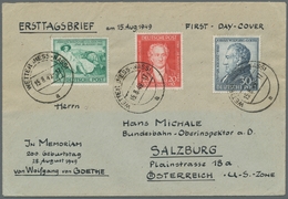 Bizone: 1949, "Goethe" Als Seltener Satz-FDC Von WETTER (HESSEN-NASSAU) 15.8.49 Nach Salzburg In Seh - Otros & Sin Clasificación