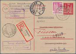 Bizone - Ganzsachen: 1949, Bedarfs- Und Portogerecht Verwendete Ganzsachenkarte 20 Pfennig Rot Holst - Andere & Zonder Classificatie