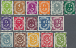 Bundesrepublik Deutschland: 1951/1952, 2 Pf.-90 Pf., Kompletter Posthornsatz, Tadellos Postfrisch, J - Other & Unclassified