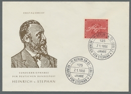 Bundesrepublik Deutschland: 1956, "Stephan", Vier FDC In Tadelloser Erhaltung, Davon Zweimal Mit Sel - Andere & Zonder Classificatie