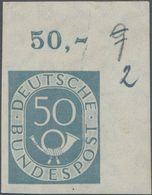 Bundesrepublik Deutschland: 1952, 50 Pf Posthorn Ungezähnt Aus Der Rechten Oberen BOGENECK Postfrisc - Sonstige & Ohne Zuordnung