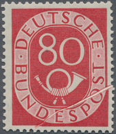 Bundesrepublik Deutschland: 1951, 80 Pf Posthorn Mit Markanter Quetschfalte, Diagonal Vom Unterrand - Other & Unclassified