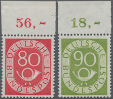 Bundesrepublik Deutschland: 1951, 80 Pfg. Und 90 Pfg. Posthorn, Zwei Oberrandstücke, Postfrisch (min - Andere & Zonder Classificatie