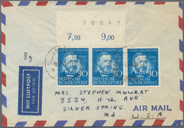 Bundesrepublik Deutschland: 1952, Philipp Reis 30 Pf, Luftpostbrief Mit Waagerechtem Paar Vom Bogeno - Other & Unclassified