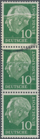 Bundesrepublik Deutschland: 1960, 10 Pfg. Heuss Lumogen Im Rollen-3er-Streifen Mit Roter Zählnummer - Sonstige & Ohne Zuordnung