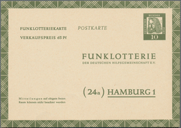 Bundesrepublik - Ganzsachen: 1961, Funklotterie-Postkarte 10 (65 Pf) Dürer, Ohne Fl.-Beidruck, Ungeb - Autres & Non Classés