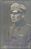 Ansichtskarten: Propaganda: 1918 (ca). Fotokarte "Unser Erfolgreicher Kampfflieger Leutnant Karl Bol - Partidos Politicos & Elecciones