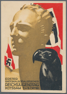 Ansichtskarten: Propaganda: 1932. Popular Hohlwein HJ Propaganda Card With Stylized Young Man, Eagle - Partiti Politici & Elezioni