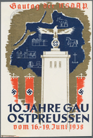 Ansichtskarten: Propaganda: 1938, "Gautag Der NSDAP 10 Jahre Gau Ostpreussen", Kolorierte Privatganz - Political Parties & Elections