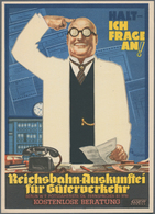 Ansichtskarten: Propaganda: 1938, Reichsbahn-Auskunftei Für Güterverkehr, Kolorierte Werbekarte Mit - Politieke Partijen & Verkiezingen