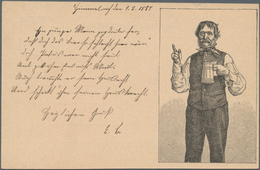 Ansichtskarten: Vorläufer: 1878 Ca., Mahnender Mann Mit Bierhumpen (Rudelsburg-Wirt Samiel), Vorläuf - Non Classificati