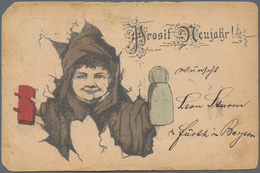 Ansichtskarten: Vorläufer: 1883, "PROSIT NEUJAHR !" Neujahrskarte Mit Münchner Kindl Und Bierkrug, V - Unclassified
