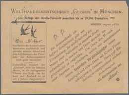 Ansichtskarten: Vorläufer: 1897, MÜNCHEN, Illustrierte Werbekarte Welthandelszeitschrift "GLOBUS" Al - Non Classificati