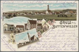 Ansichtskarten: Motive / Thematics: JUDAIKA, Kolorierte Mehrbild-Lithographie BUTTENWIESEN In Bayern - Other & Unclassified