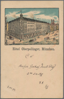 Ansichtskarten: Bayern: MÜNCHEN, Frühe Kolorierte Lithographie "Hotel Oberpollinger", Postalisch Gel - Altri & Non Classificati