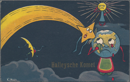 Ansichtskarten: Motive / Thematics: HALLEYSCHER KOMET / WELTUNTERGANG 1910, Kleine Garnitur Mit Sieb - Other & Unclassified