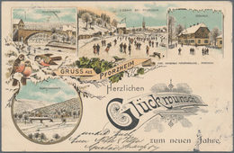 Ansichtskarten: Baden-Württemberg: WINTERLITHOS, 14 Prachtvolle Kolorierte Lithographien Mit Winterl - Andere & Zonder Classificatie