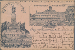 Ansichtskarten: Hessen: RÜDESHEIM Mit Niederwald-Denkmal Und Etwas Umgebung (alte PLZ 622), Eine Prä - Other & Unclassified