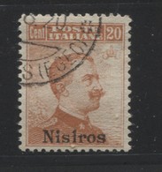 EGEO NISIRO 1917  20 C.ARANCIO SASSONE N.9 USATO - Aegean (Nisiro)