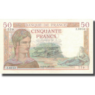 France, 50 Francs, Cérès, 1937, 1937-09-09, TTB+, Fayette:18.3, KM:85a - 50 F 1934-1940 ''Cérès''