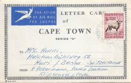 Airmail Letter Card  "Cape Town"  Klipheuvel           1957 - Posta Aerea