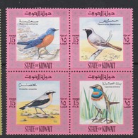 Kuwait Scott 586 1973 Birds,mint Hinged Block 4 - Passeri