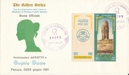 EGITTO FDC 1981 BUSTA UFFICIALE EURPHILA ESTATE PESCARA - Lettres & Documents