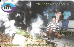 CARTE-TRINIDAD &TOBAGO-ANTILLES-TTS-60$-MAGNETIQUE-BURSTING BAMBOO-Utilisé-BE - Trinidad En Tobago