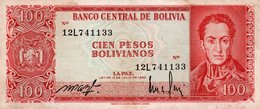 BOLIVIA 100 PESOS BOLIVIANOS 1962  P-163  XF - Bolivië