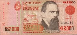 URUGUAY  2000 NUEVO PESOS  1989 P-68 - Uruguay