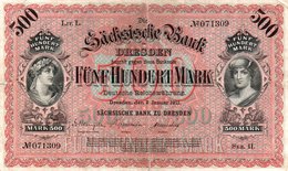 GERMANIA 500 MARK 1911-Banca Di Sassonia-PICK Ref: S.953b - Autres & Non Classés