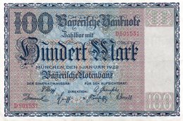 GERMANIA 100 MARK 1922-Bayerische Notenbank--P-S923   AUNC - 100 Mark