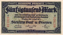 GERMANIA 50000 MARK 1923-Sachsische Bank-Bank Of Saxony DRESDEN-P-S959  XF++ - Non Classificati