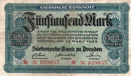 GERMANIA  5000 MARK 1923-Sachsische Bank-Bank Of Saxony DRESDEN-P-S957  XF - Sin Clasificación