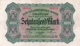 GERMANIA  10000 MARK 1923-Sachsische Bank-Bank Of Saxony DRESDEN-P-S958  XF+ - Sin Clasificación