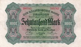 GERMANIA  10000 MARK 1923-Sachsische Bank-Bank Of Saxony DRESDEN-P-S958  XF+ - Non Classificati