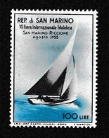 1955 San Marino Saint Marin VELA I° Giornata Filatelica RICCIONE Serie 100L Azzurro-nero MNH** - Segeln