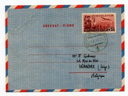 1948 YUGOSLAVIA,MACEDONIA,TPO 1 SKOPJE-BELGRADE,SKOPJE TO BELGIUM, AEROGRAM,AIRMAIL STATIONERY COVER, USED - Luftpost