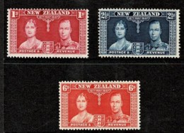 New Zealand 1937 Coronation Set Of 3 MH - - Ongebruikt