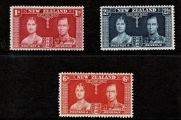 New Zealand 1937 Coronation Set Of 3 MH - - - Neufs