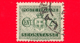 ITALIA - Usato - 1945 - Segnatasse - Stemma Senza Fasci, Filigrana Ruota - 25 C. - Postage Due