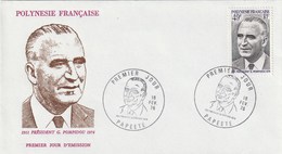 Lettre 1er Jour. FDC. Polynésie Française. Timbre Yvert Et Tellier  N° 106. 1976. Président Georges Pompidou. 1911-1974. - Sir Winston Churchill