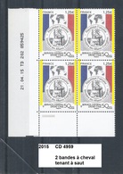 Variété CD4 De 2015 Neuf ** Y&T N° 4959 Daté Du 21.04.15 Avec 2 Bandes à Cheval Tenant à Décalé & 2 Barres - Unused Stamps