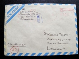 Cover Sent From Argentina To Lithuania Registered Atm Machine Cancel - Lettres & Documents